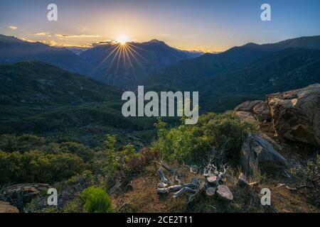 Sonnenuntergang über dem Kings Canyon Nationalpark in den usa Stockfoto