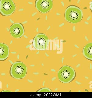 Saftige Kiwi Frucht nahtlose Vektor-Muster Stock Vektor