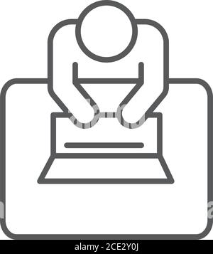 Draufsicht Geschäftsmann eingeben Laptop in Schreibtisch, Business-Büro, Linie Symbol Design Vektor Illustration Stock Vektor