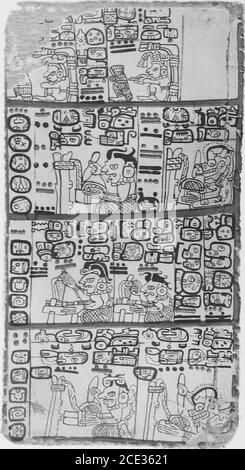 . Eine Einführung in das Studium der Maya Hieroglyphen. MITTELTEILUNG DER SEITEN 10 UND 11 DES CODEX TRO-CORTESIANO, MIT EINER TONALAMATL, DIE SICH ÜBER DIE BEIDEN SEITEN DES BUREAU OF AMERICAN ETHNOLOGY BULLETIN 57 TAFEL 30 ERSTRECKT. SEITE 113 DES CODEX TRO-CORTESIANO, SHOWINGTONALAMATLS IN DEN UNTEREN DREI ABSCHNITTEN MoBLitYl INTEODUCTION T6 STUDIE VON MAYA HIEKOGLYPHS 263 1. Teil, 9 Tage, beginnend mit Tag 2d Teil, 9 Tage, beginnend mit Tag 3d Port, 10 Tage, beginnend mit Tag 4. Teil, 0 Tage, beginnend mit Tag 5. i)Art, 2 Tage, beginnend mit Tag 6. Teil, 10 Tage, beginnend mit Tag 7. Teil, Stockfoto