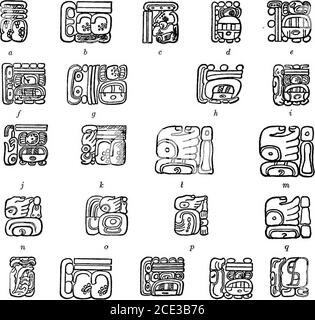 . Eine Einführung in die Studie der Maya Hieroglyphen . e gleiche Figur, und (3) die Hand, die als das Hauptelement in den Formen shownin Abbildung 37, j-q. Die beiden ersten von ihnen stehen nie an sich selbst, sondern ändern immer ein anderes Zeichen. Die erste (Abb. 37, a-h, t) ist immer an das Zeichen der Periode, deren Ende ist entweder als 1 Diese Methode der Datierung scheint nicht verwendet worden, entweder mit uliial oder Sippe Periode Endungen, Wahrscheinlich aufgrund der Vergleichshäufigkeit, mit der ein bestimmtes Datum am Ende einer der beiden Perioden auftreten könnte. 78 BÜRO DER AMERIKANISCHEN ETHNOL Stockfoto