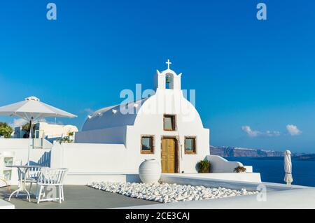 Kirche in Santorini Stockfoto