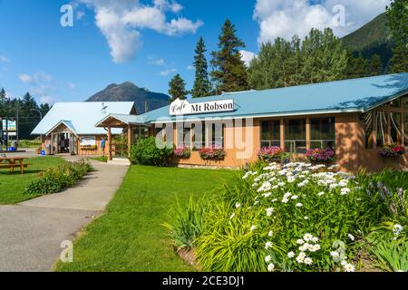 Das Mount Robson Cafe im Mount Robson Provincial Park, British Columbia, Kanada. Stockfoto