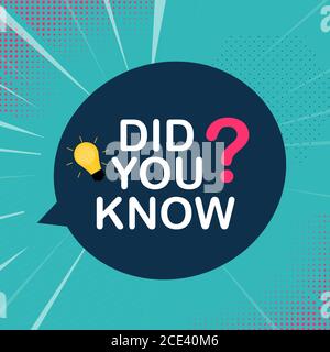 Wussten Sie, interessante Fakten Etikett Aufkleber. Vektorgrafik Stock Vektor