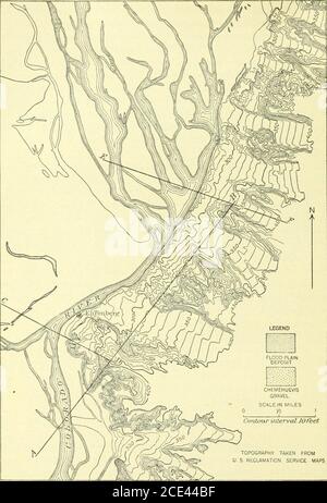 . Bulletin of the United States Geological Survey--Pre-Cambrian Geology of North America . die alte (Abschnitt 0, Abb. L 196, S. 9) Noch später wurde diese Schlucht mit mehreren hundert Fuß Sand und Kies – Chemehueviskies – gefüllt, die teilweise durch erneute Erosion weggetragen wurden, die die Schlucht bis in eine Tiefe unterhalb des derzeitigen Flussniveaus durchschneidet. Dieser Kanal wurde seinerseits bis zu seinem gegenwärtigen Zustand gefüllt. TOLLES COLORADO VALLEY. Das Great Colorado Valley wurde nur in der Unmittelbarkeit des Flusses während einer etwas beeilten Bootsfahrt untersucht, aber die erhaltenen Daten werden zu einem gewissen Grad ergänzt durch Stockfoto