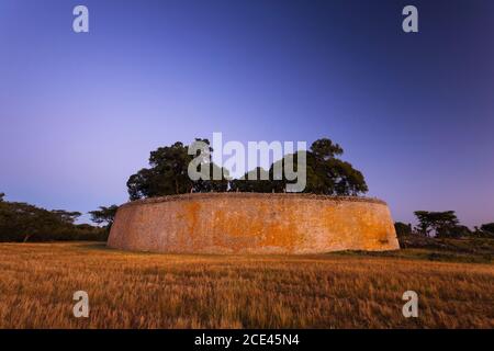 Große Zimbabwe Ruinen, Hauptstruktur "die große Einschließung", alte Hauptstadt der Bantu Zivilisation, Masvingo Provinz, Zimbabwe, Afrika Stockfoto