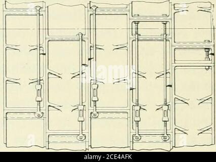 . Schild und Druckluft Tunneling . V^AIS^t- R ,/,• U a^ ^ Mehr:MoBo/hfobe OA&lt;SwtKVl  JLL li /* außer in Leu ^^9©^ Abschnitt verschoben? [) IT E3jas&lt; ir Busnmq-Casrlron A-B. Ling- Abb. 134. – Methode der Verstärkung gebrochener Guss-Lining-Segmente durch Drehschnallen. Bei dieser Ausführung müssen die Schrauben nicht entfernt werden, um die Drehschnallen zu platzieren. 9. Zerfall der Gusseisenauskleidung. – in der Regel ist Gusseisentunnelnicht ohne weiteres Korrosion ausgesetzt, obwohl es lokal durch Wasser, das stark mit Abwasser, Säuren oder Handelsabfällen belastet ist, affectedloctedlocally, die zwischen den unbeschichteten Verbindungen von gelangen können Stockfoto