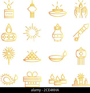 Glücklich diwali indien Festival, deepavali Religion Ereignis Gradienten Stil Symbole Vektor Illustration Stock Vektor