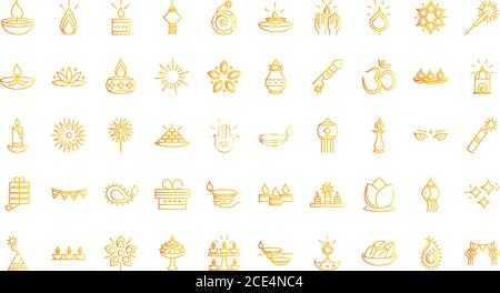 Glücklich diwali indien Festival, deepavali Religion Feier Ereignis Gradienten Stil Ikonen Vektor Illustration Stock Vektor