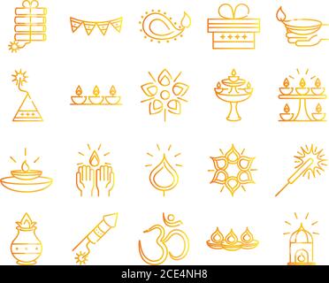 Glücklich diwali indien Festival, deepavali Religion Veranstaltung kulturellen Gradienten Stil Symbole Vektor Illustration Stock Vektor