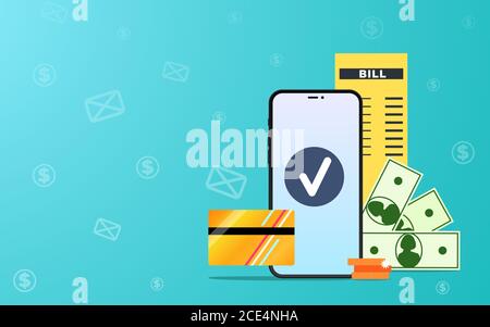 Online-Zahlung Vektor-Illustration mit Kopierfläche in flacher Ausführung Stock Vektor