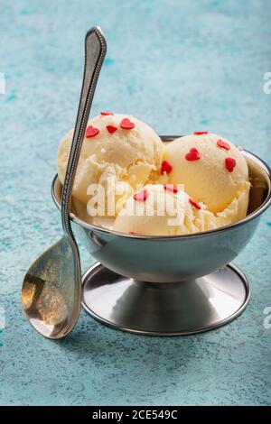 Vanilleeis Kugeln. Stockfoto