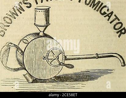 . Die Gärtnerchronik und die Agrarzeitung . ?^^?^^^^%. Ein TRAGBARES INSTRUMENT für FaraigatingGewächshäuser, Öfen und Rahmen, oder Shnihs und Blumen, im Freien effektiver, in Verbindung mit SangsteesFlorumbra, ohne die feinste Pflanze zu verletzen; liefern den Rauch kühl, in einer dichten Masse, und bewirken eine große Einsparung vonTabak,- Hergestellt und an den Handel geliefert von Herrn Barber & Groom, London; und kann von allen Eisenberger, Seedsmen und Floristen gehabt werden. IRON FENCE, HÜRDEN, ETC.r R. PEILL, 17, New Park Street, Southwark (verstorben • STEPHEN.S0N & Peill), bittet um ein ins Stockfoto