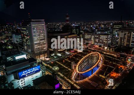 Oasis 21, die vom Nagoya TV Tower aus zu sehen ist Stockfoto