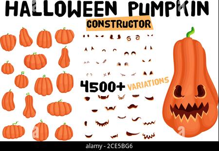 Halloween Kürbis Charakter Konstruktor Stock Vektor