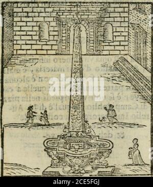 . Le cose maravigliose dell'alma citta di Roma : anfiteatro del mondo . rincipis,& munus condignis vfque triumphis, Obelifcum huncSpie eximia- Temporio CalamitateFraflum circo Max.Ruonis humoque limoqueAlte demerfum multaImpenfa extruxitHunc in locum magnoe d e d d d d d d d d d d d litute. Cruci inui & fsimx DicauitAn. M, D. L. XXXVIII. Pont. IV ConfantinusPer crucetn VotoSoli dedi catumScdibus auulfum fiiisPer Nil Stockfoto