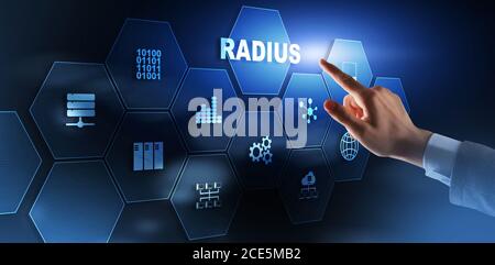 Radius. Remote-Authentifizierung im DFÜ-Benutzerdienst. Konzept Der Telekommunikationsnetze. Stockfoto