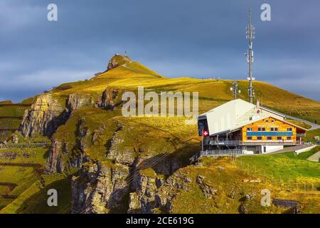 Mannlichen Seilbahnstation, Schweiz Stockfoto