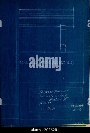 . Der praktische Aspekt der Ablenkmethode und ihre Anwendung auf das Design des Roosevelt Road Viadukts. ALLGEMEINE PLANROOSEVELT STRASSENVERBESSERUNG ertränkt durch H6B.geprüft BU M.C.L. Stockfoto
