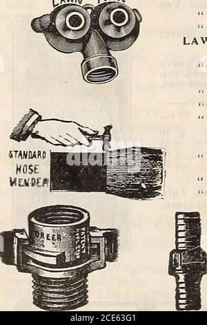 . Dreer's Mittsommer Katalog 1906 . SCHLAUCHDÜSEN. SCHLAUCHSCHELLEN.SCHLAUCHMANSCHIERER. WASSER MIT SPRINKLER ikwii -rvmj 15 60 50 1 00 1 00. (A1154-lnch), Juwel Boston, grob oder fein .... Boas Messing, mit Sprührose und Stream Holder Shermans, jeweils 5c.; doz. . Jones, jeder, 5c.; doz .... Coopers, jeweils, Loc; doz. . Standard, jeweils, Loc; doz. . Hudsons, Schachtel mit 6 Röhren, 20 Bänder, ein Paar Zangen, 6.5c.; per Post SO 75 separate Bänder, per doz ... 20 separate Rohre, je doz. .... 40 RASENSPRINKLER. California, Nickel top, auf Stand 1 00 California, Nickel top, auf Schlittenbasis 1 25 Pecks, auf Stand, 4 Arm. 3 00 Stockfoto