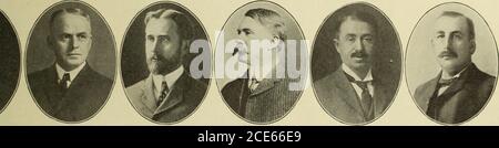 . Die National Civic Federation Überprüfung . SAMUEL REA, Präs. Pennsylvania R. R. W. C. BROWN, Präs. N. Y. Central Lines. CHARLES P. NEILL, ehemaliger US Comr Labor Statistics. RALPH M. EASDEY, VORSITZENDER N. C. F., EXEC. Rat FRANK TRUMBULL, Vorsitzender Ches. & Ohio Ry. CHARLES A. WIOKERSHAM, PRÄS. Atlanta & West Point R. EINE der erfolgreichsten und wichtigsten Errungenschaften der Bürgerföderation im vergangenen Jahr war die Arbeit des De-Department on Industrial Mediation Law.Diese Abteilung übernahm die Organisierung eines Komitees, bestehend aus Bahnpräsidenten, Präsidenten der Eisenbahn-Straße br Stockfoto