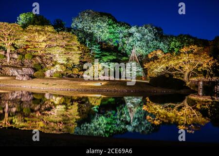 Daimyo Garten von Rikugien (Herbstfarben) Stockfoto