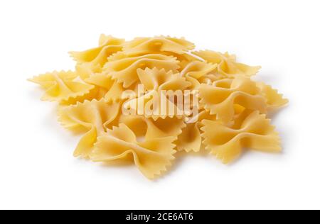 Farfalle auf weißem Hintergrund platziert Stockfoto