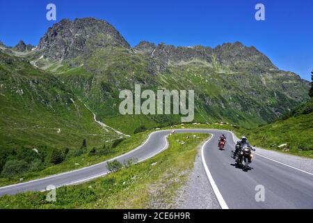 Motorräder an der Silvretta Hochalpenstraße, Österreich, europa Stockfoto