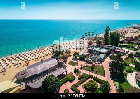 Luftaufnahme des Golden Sands Beach Resort, Zlatni Piasaci in der Nähe von Varna, Bulgarien Stockfoto
