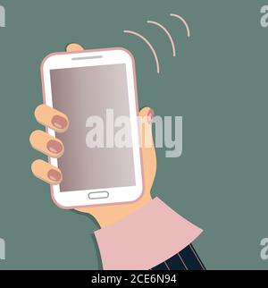 Mobiltelefon in Frauenhand. Smartphone Call.Vektor-Illustration