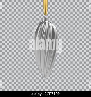 Realistisches Weihnachtsbaumspielzeug aus Gold in Form einer Spirale. 3D Illustration Objekt für weihnachten Design, mockup. Vektor isoliert auf einem transparenten Backg Stock Vektor