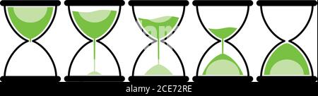 Set Sanduhr Symbol Fortschritt Zeit flach Stil Vektor-Illustration isoliert Stock Vektor
