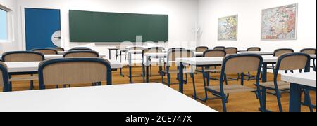 Zurück in die Schule leeres Klassenzimmer 3D-Rendering Stockfoto