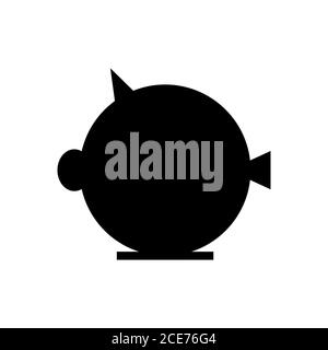 Pig Bank Symbol flach schwarz Symbol Vektor-Illustration Stock Vektor