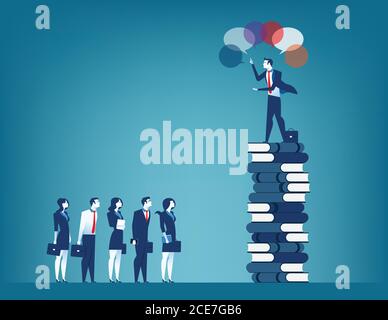 Manager spricht mit einer Gruppe von Leuten. Geschäftsdarstellung des Konzepts. Vektor flach Stock Vektor