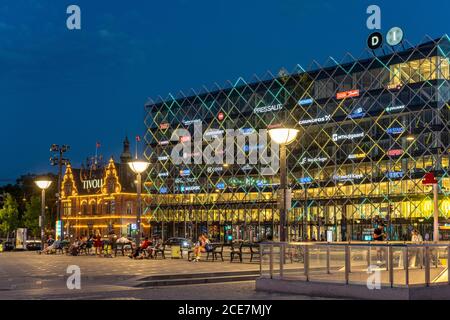 Das Haus der Industrie Industriens Hus am H.C. Andersens Boulevard in der Abenddämmerung, Kopenhagen, Dänemark, Europa Industriens Hus, Heimat der Stockfoto