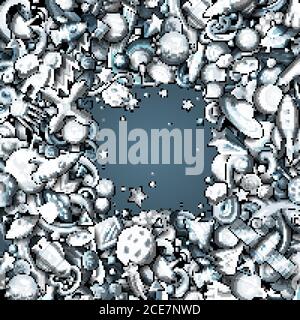 Cartoon niedlichen Kritzeleien Raum Frame-Karte Stock Vektor