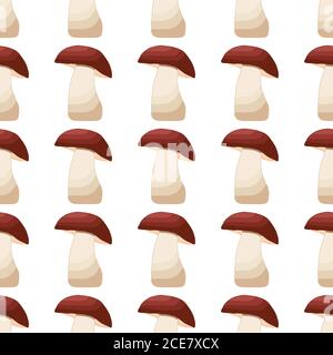 Illustration zum Thema der hellen Muster braunen Pilz, pflanzliche Steinpilze für Dichtung. Gemüsemuster bestehend aus schönen Pilzen, viele Steinpilze. Stock Vektor