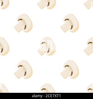 Illustration zum Thema der hellen Muster Pilz, Gemüsechampignon für Dichtung. Gemüsemuster bestehend aus schönen Pilzen, viele Champignon. Stock Vektor