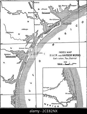 . Index zu den Berichten des Chefs der Ingenieure, US-Armee (einschließlich der Berichte der Isthmian Canal Commissions, (1899-1914) 1866-1912 ... . INDEX KARTE FLUSS- UND HAFENARBEITEN Galveston, Tex, Bezirk  Scutefij-aZIO S 10 ISMilea oEoqleLake J Rosgnbenj ( 3 Blatt, 734 INDEX ZU BERICHTEN, CHEF DER INGENIEURE, U. S. ARMEE, 1866-1912. War Deparfment Corps of Engineers, US-Army. 3 Blatt. r Siehe S. 14-22 für ILexplaDatlons, etc. EIVEE UND HAFENARBEITEN. 735 U. – GALVESTON, TEX., BEZIRK. Verantwortlich für U. S. Engineer Office, Trust Company Gebäude, Galveston, Text U 1 Gtilt, Mexiko. V 2 Texas Waterways. Stockfoto