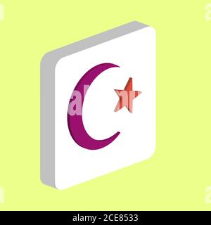 Islam Religiöse einfache Vektor-Symbol. Illustration Symbol Design Vorlage für Web mobile UI-Element. Perfektes isometrisches Farbpiktogramm auf weißem 3D-Quadrat Stock Vektor