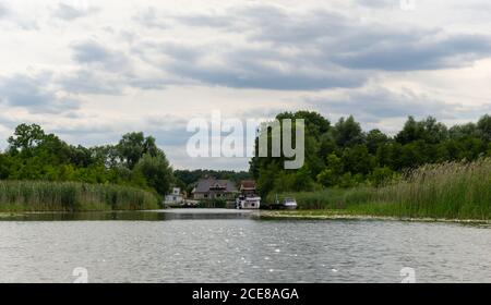 Blick auf die Wesenberg Marina am Woblitz See Stockfoto