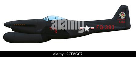 North American F-82G Twin Mustang (FQ-383) des 68. Jagdgeschwaders USAF, Koreakrieg, Juni 1950 Stockfoto