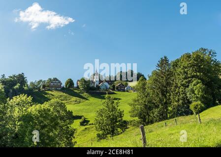 Das Dorf Schlatt-Haslen im Appenzellerland, Kanton Appenzell Innerrhoden, Schweiz Stockfoto