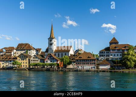 Die Altstadt von Diessenhofen am Rhein, Kanton Thurgau, Schweiz Stockfoto