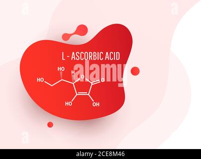 Strukturelle chemische molekulare Formel von Vitamin C, L Ascorbinsäure, Vektor-Illustration isoliert auf weißem Hintergrund Stock Vektor