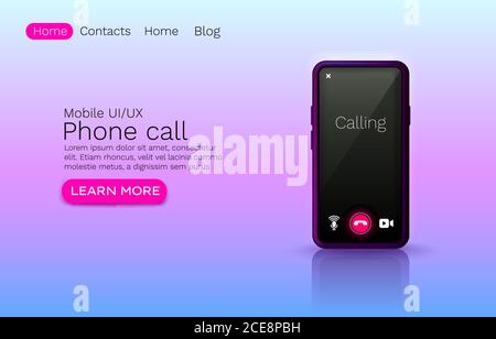 Telefonanruf-Anwendung, Online-Video-Chat. Vektorgrafik Stock Vektor