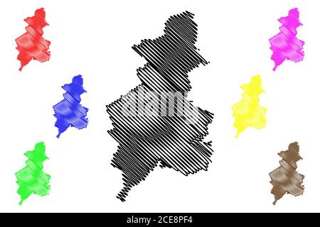 Shenyang Stadt (Volksrepublik China, Provinz Liaoning) Karte Vektorgrafik, Skizze Scribble Stadt Fengtian oder Mukden Karte Stock Vektor