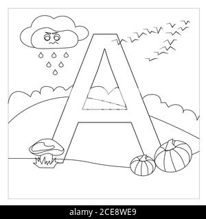 Kinder-Brief zum ausmalen. Der Buchstabe a Stock Vektor