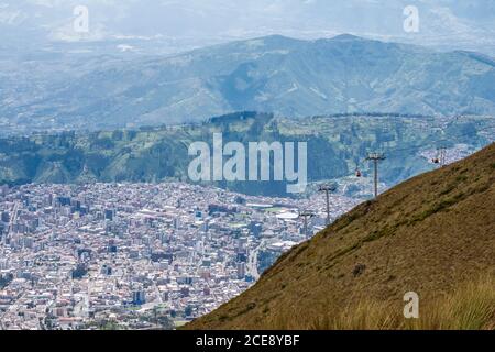 Blick vom Teleferico in Quito. Stockfoto